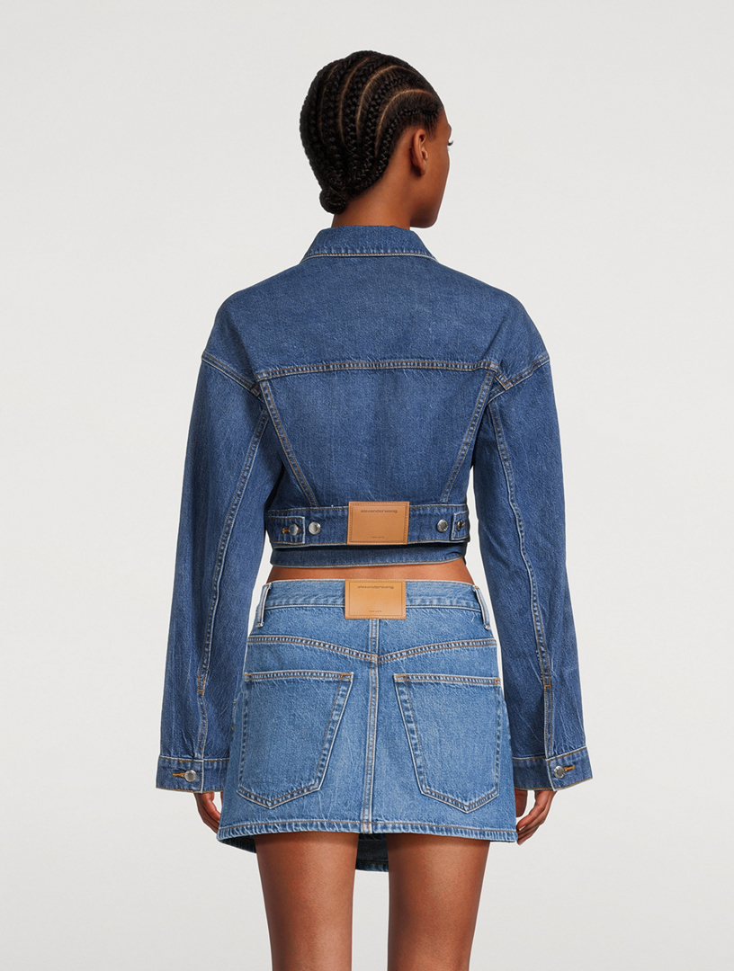 Wrapped Denim Mini Skirt