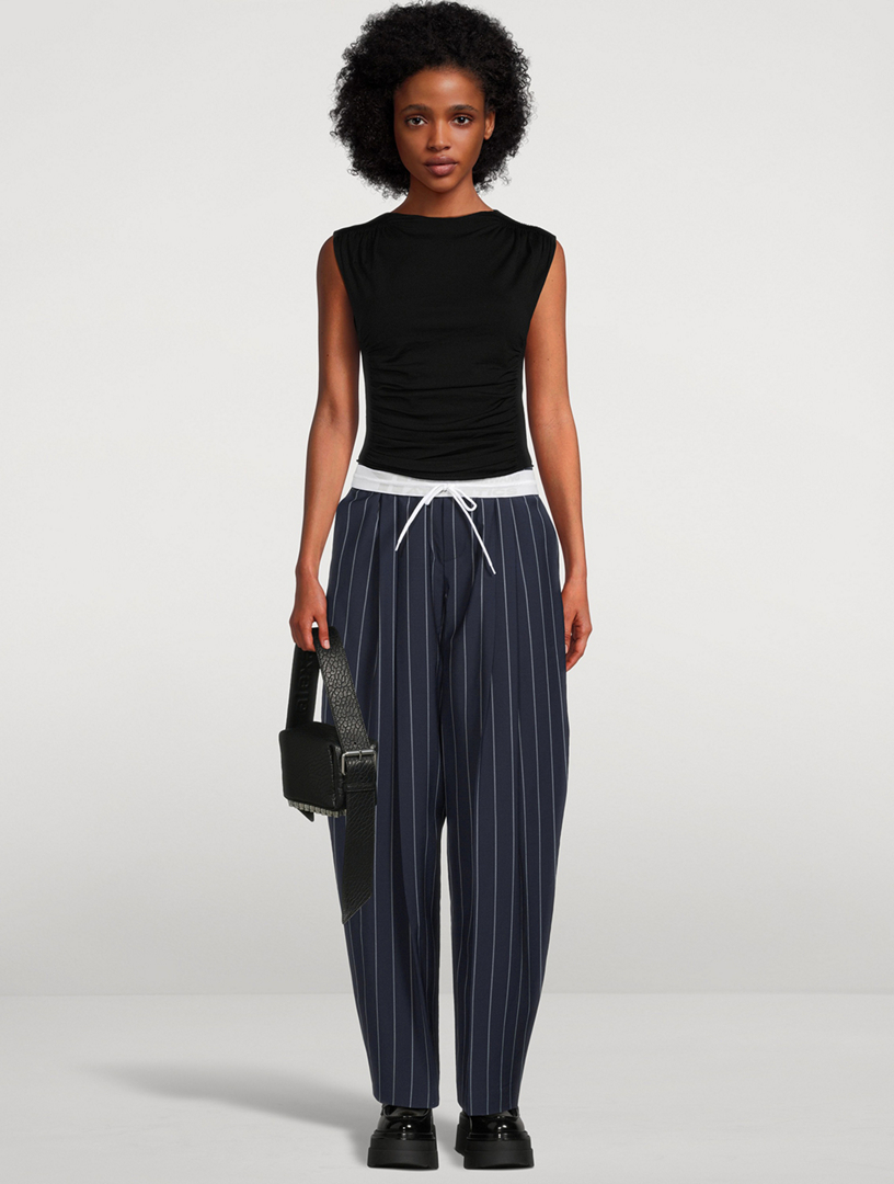 ALEXANDER WANG Barrel-Leg Trousers In Pinstripe Print | Holt Renfrew