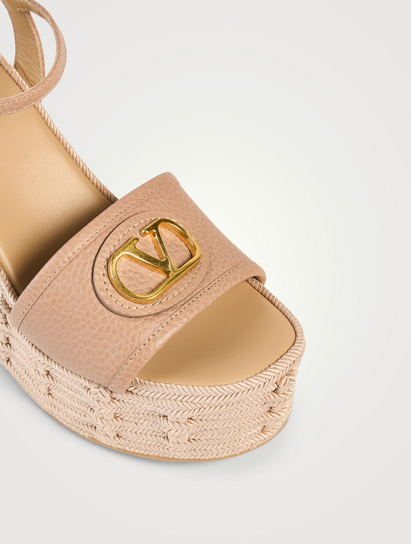 VALENTINO GARAVANI VLogo Leather Espadrille Wedge Sandals