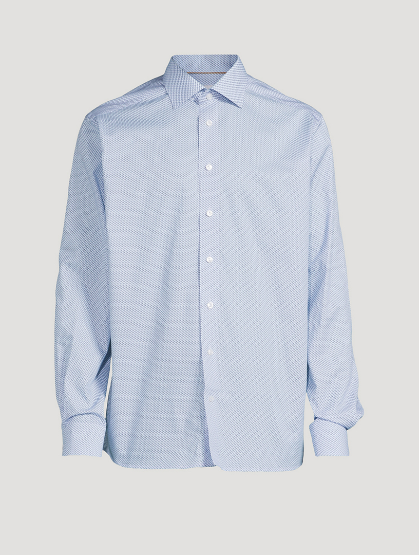 Contemporary-Fit Twill Shirt Micro Print