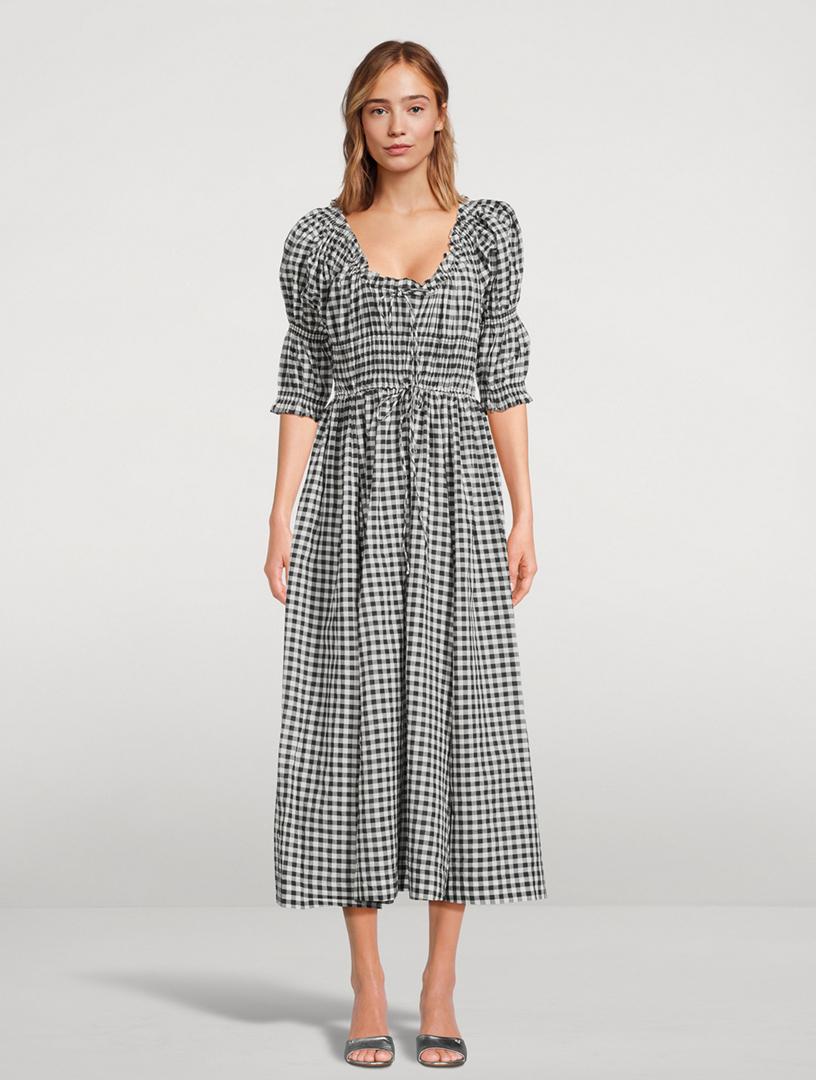DOEN Ischia Midi Dress In Gingham Print | Holt Renfrew