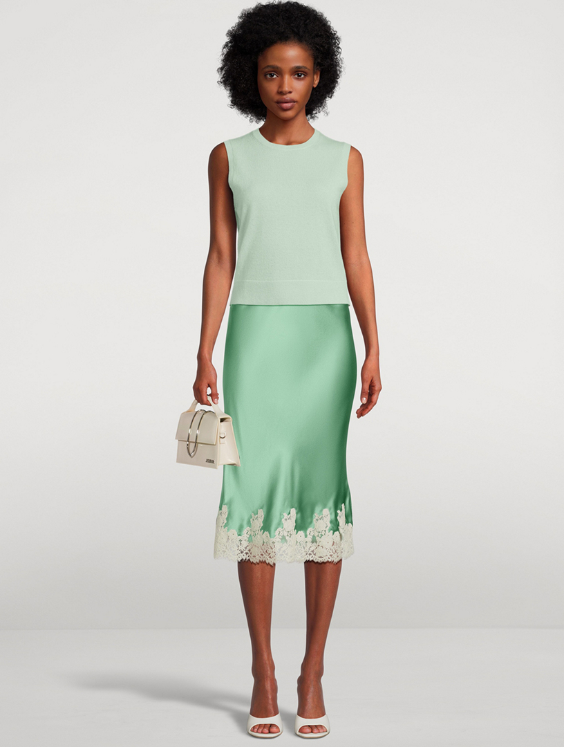 DOEN Elowena Lace-Trimmed Satin Slip Skirt | Holt Renfrew