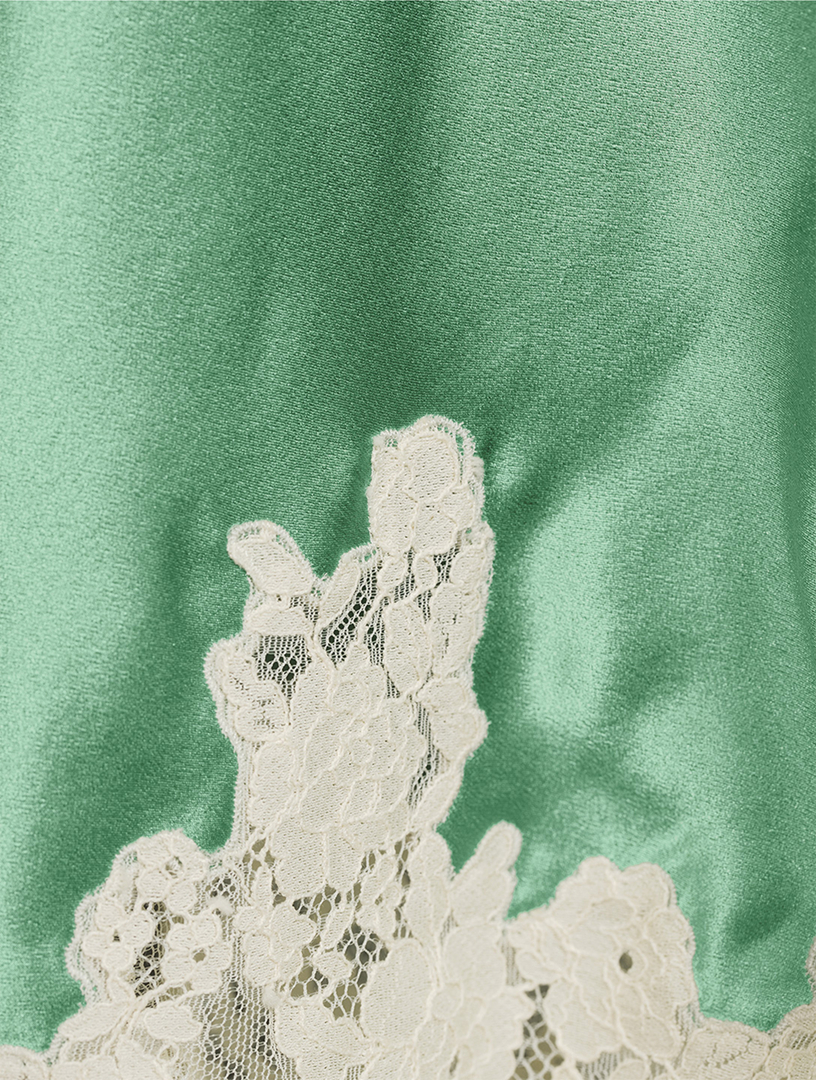 DOEN Elowena Lace-Trimmed Satin Slip Skirt | Holt Renfrew