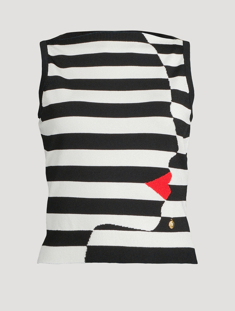 Face Jacquard Sleeveless Sweater