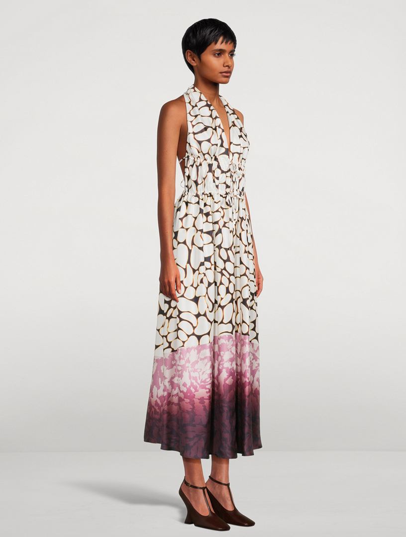 DRIES VAN NOTEN Deana Mixed-Print Poplin Halter Dress | Holt Renfrew