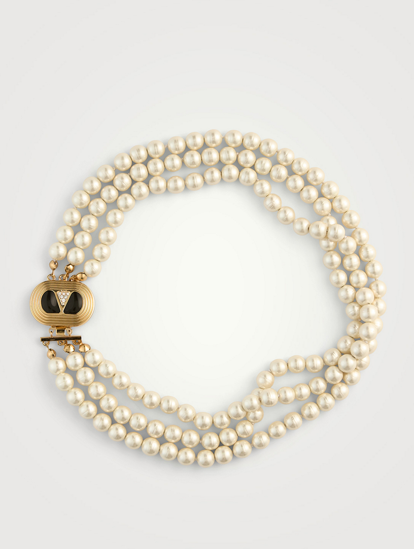 【関税&送料込】Valentino Garavani Pearls Ovalette Necklace Valentino Garavani Ovalette Necklace In Metal, Enamel And
