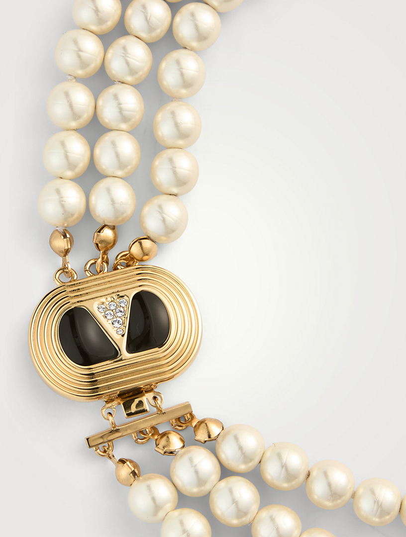 VALENTINO Ovalette Crystal Pearl Necklace | Holt Renfrew