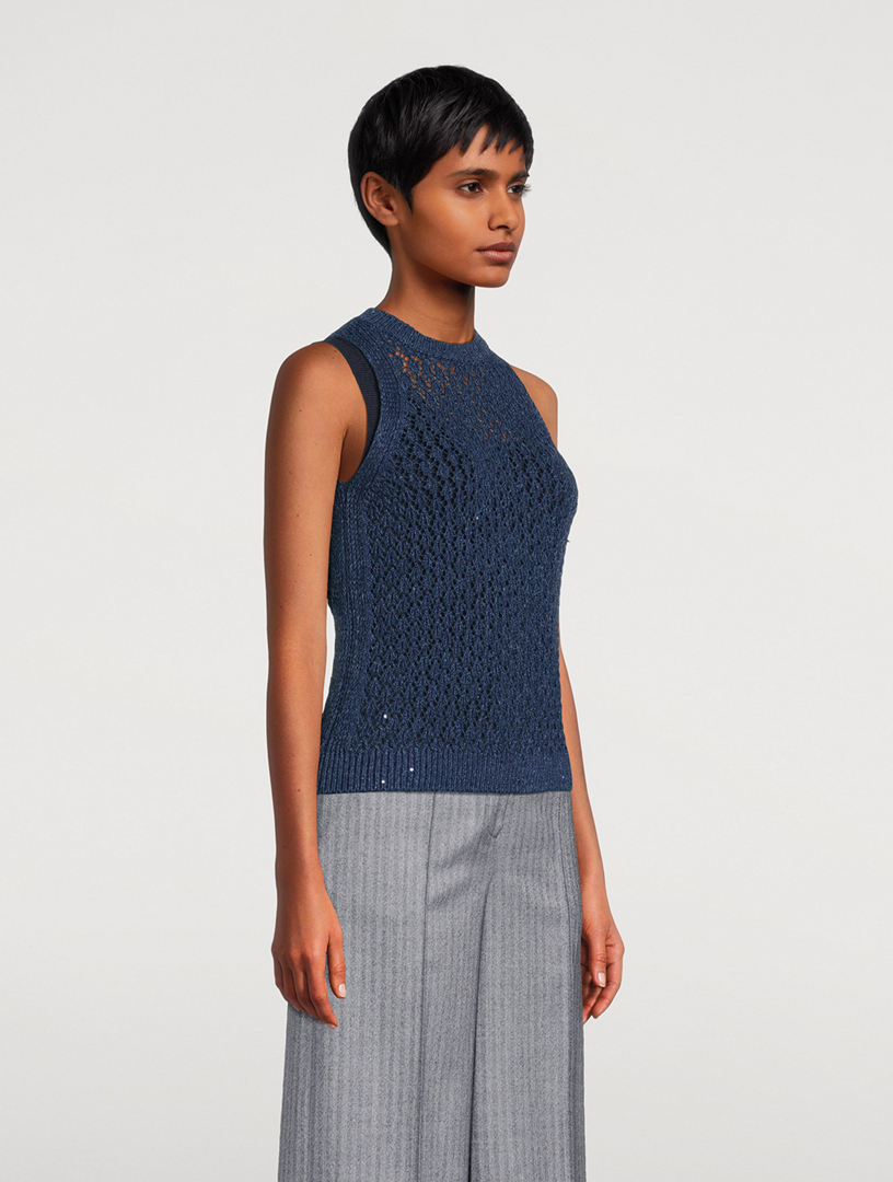 Open-Weave Knit Tank Top