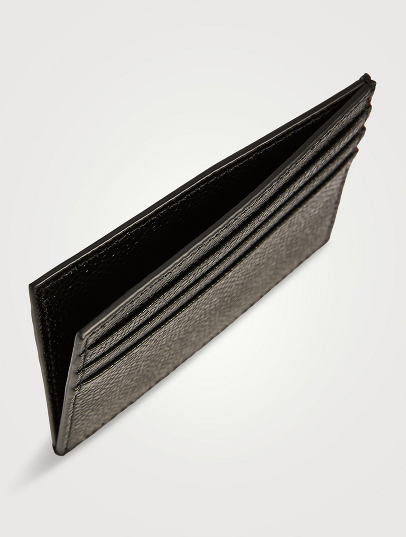 THOM BROWNE Pebble Grain Leather Card Holder | Holt Renfrew