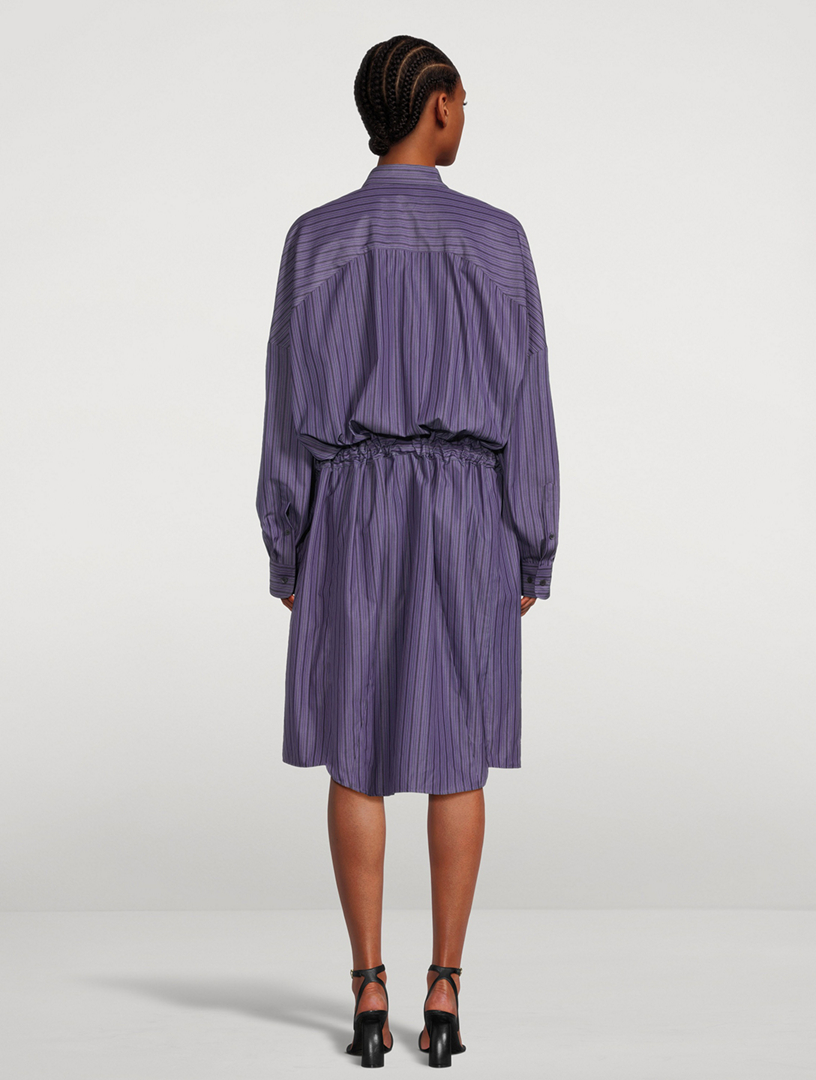 DRIES VAN NOTEN Dindi Belted Poplin Shirt Dress In Stripe Print