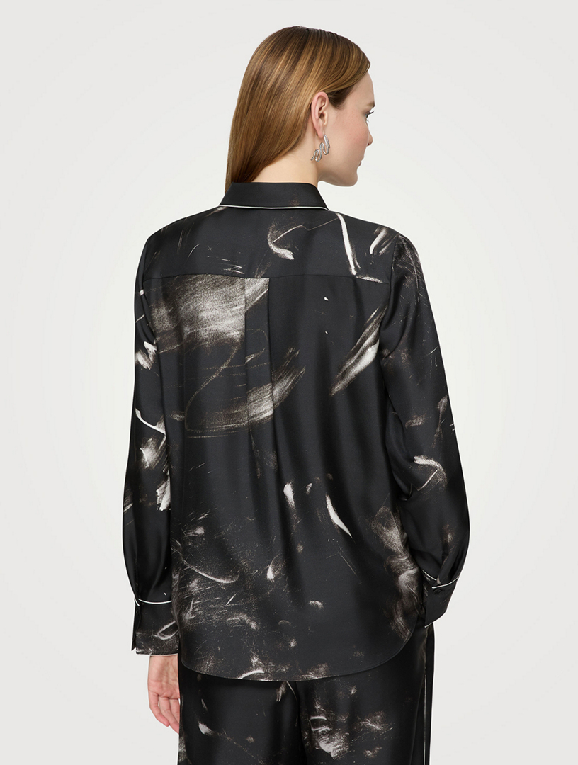 Scottie Silk Shirt Charcoal Print