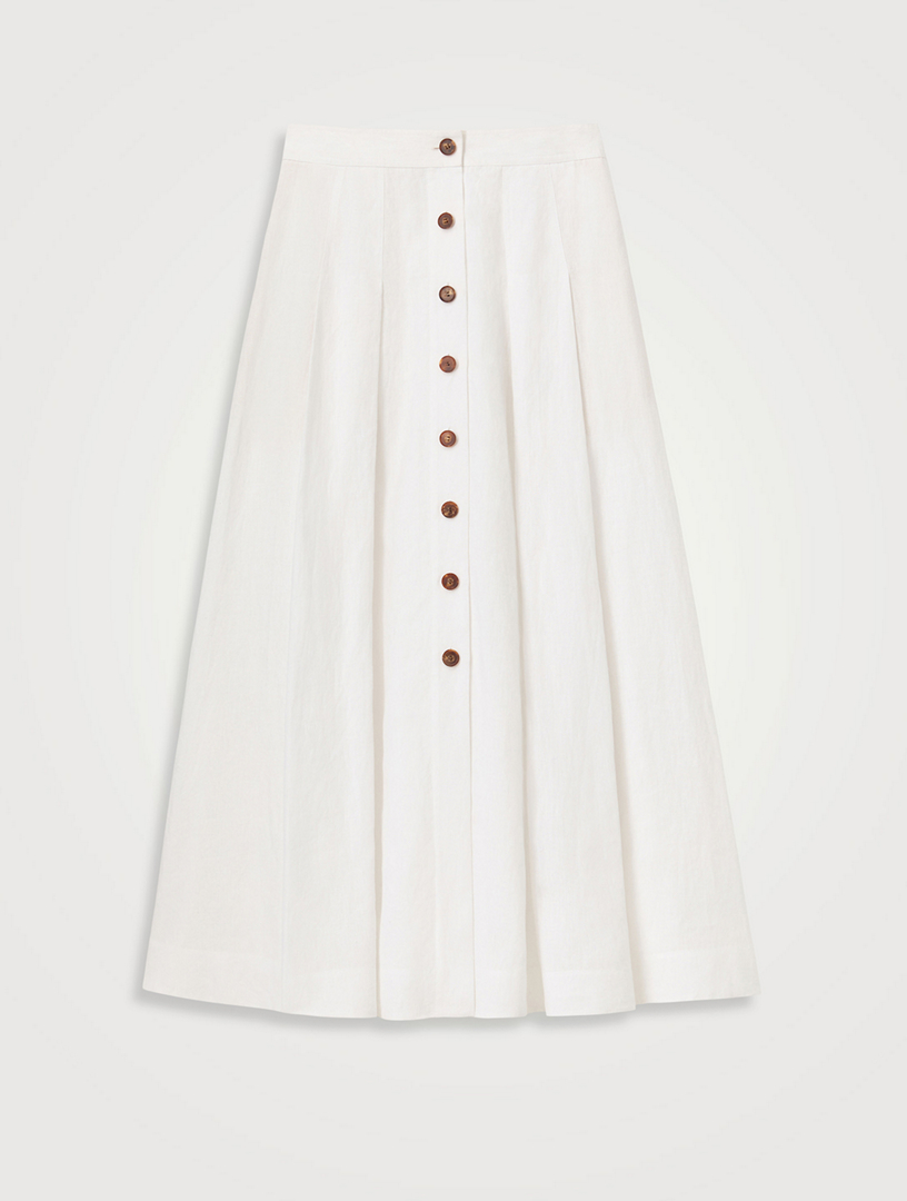 Pleated Linen Maxi Skirt
