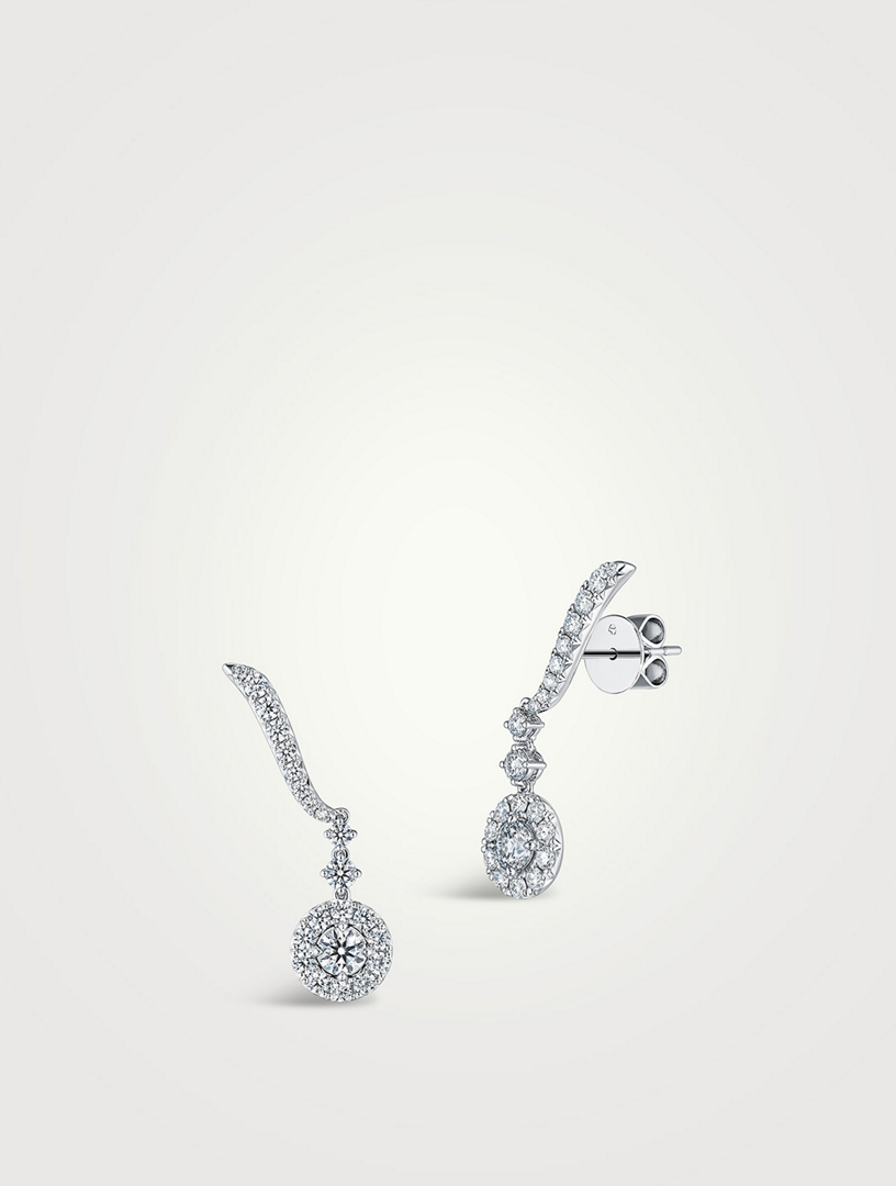 VELA 18K White Gold Drop Earrings With Diamonds