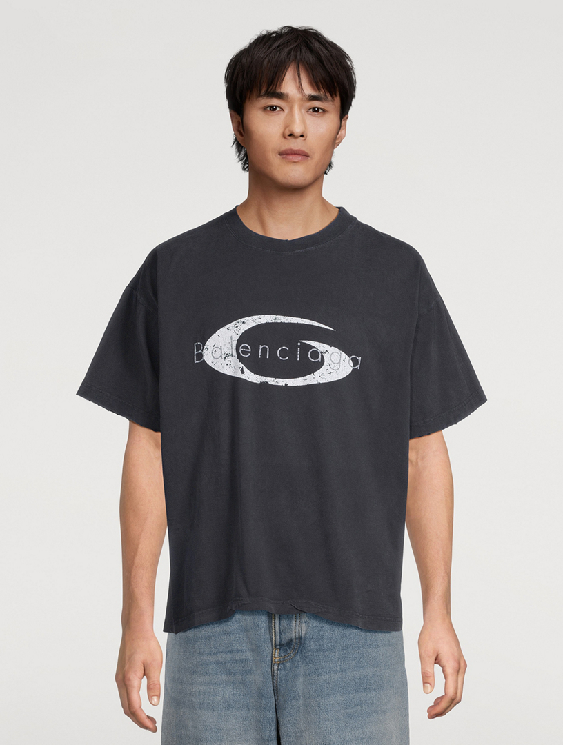 Loop Sports Icon ボクシー T シャツ Balenciaga Loop Sports Icon Distressed Boxy Logo Graphic T