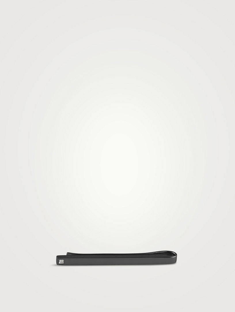 Gunmetal Classic Slide Tie Clip With Crystal