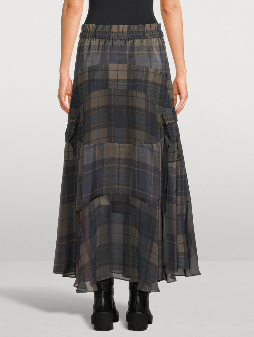 国内より1WEEK【sacai】Plaid Print Skirt Plaid Print Skirt - Green X Brown | SHOP BAZAAR