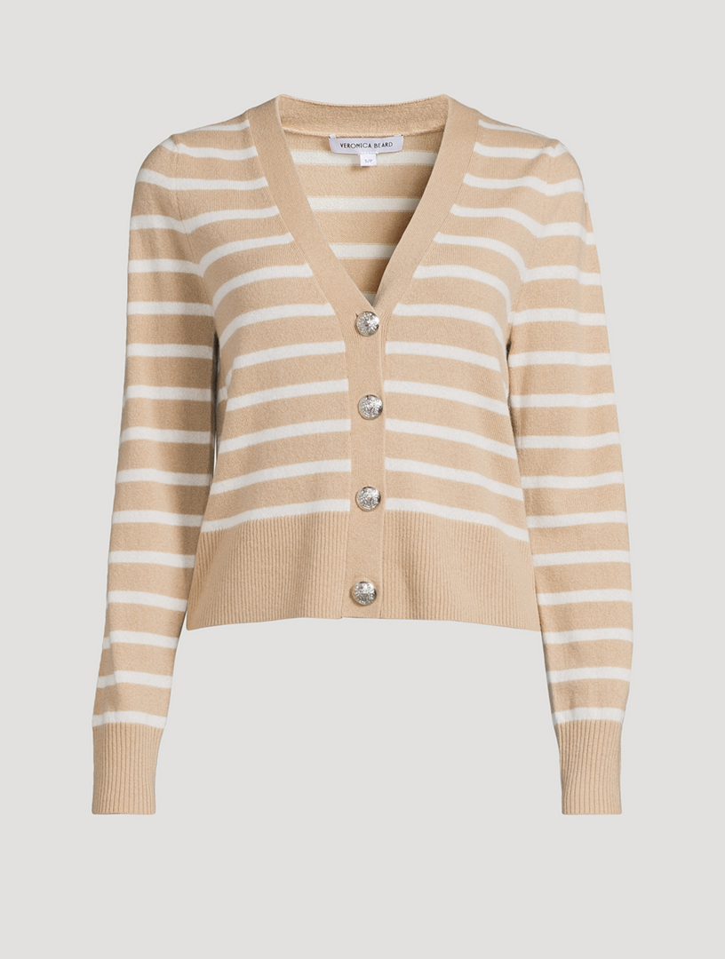 Solene Stripe Jacquard Cashmere Cardigan