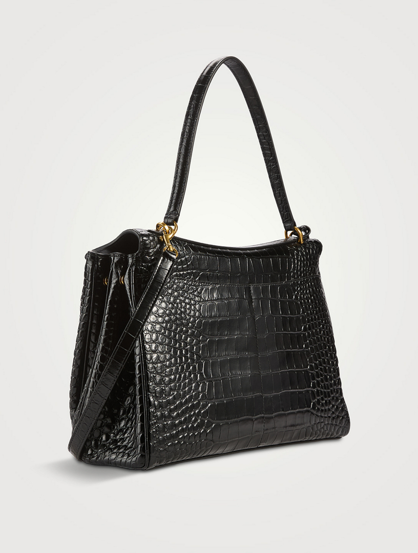 BALENCIAGA Medium Rodeo Croc-Embossed Leather Satchel | Holt Renfrew