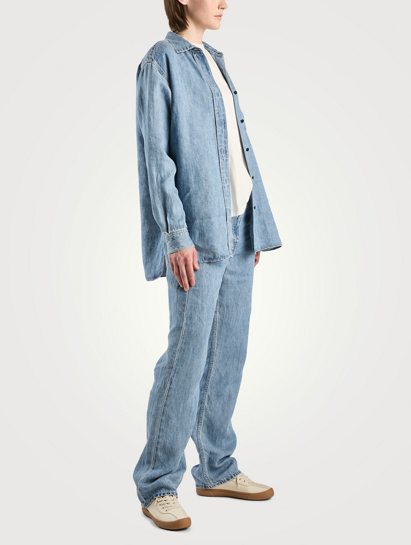 THE ROW Tarley Straight Linen Jeans | Holt Renfrew