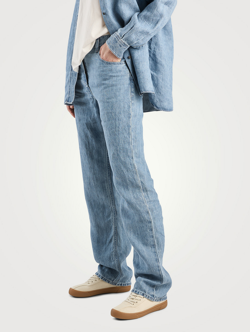 THE ROW Tarley Straight Linen Jeans | Holt Renfrew