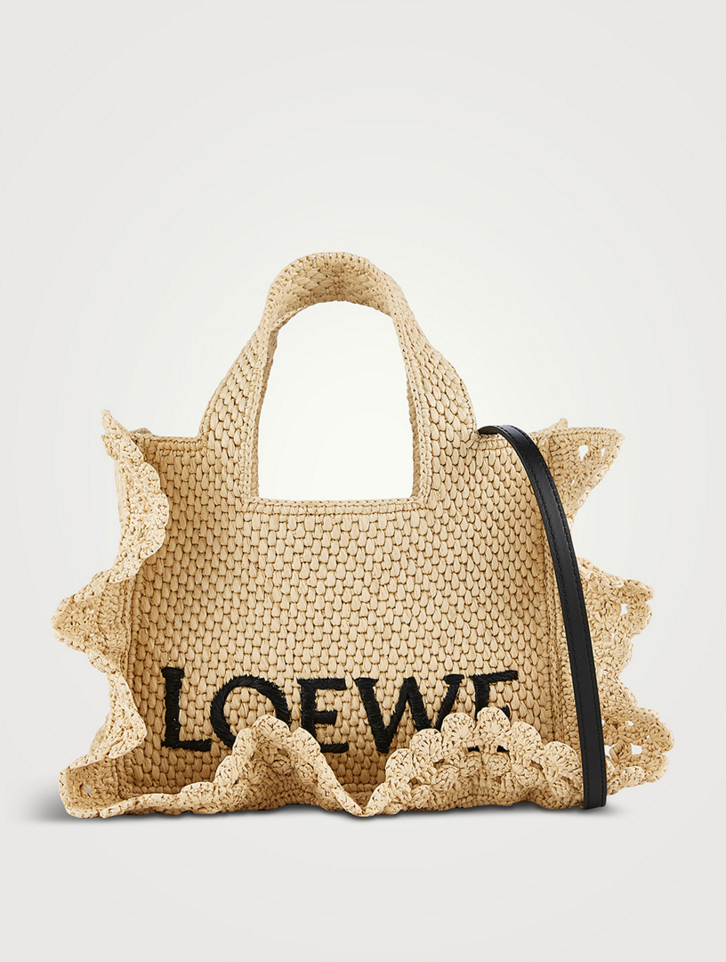 Loewe x Paula's Ibiza Small Loewe Font Raffia Tote Bag