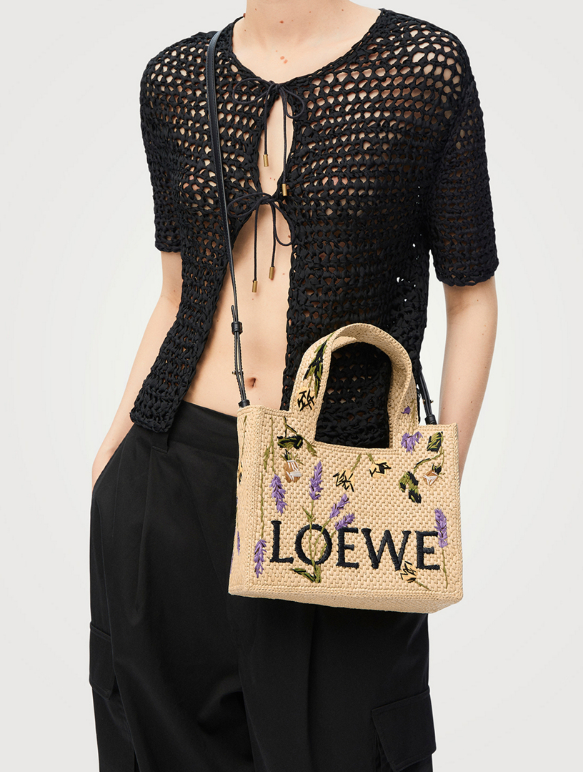 LOEWE Loewe x Paula's Ibiza Small Loewe Font Raffia Tote Bag