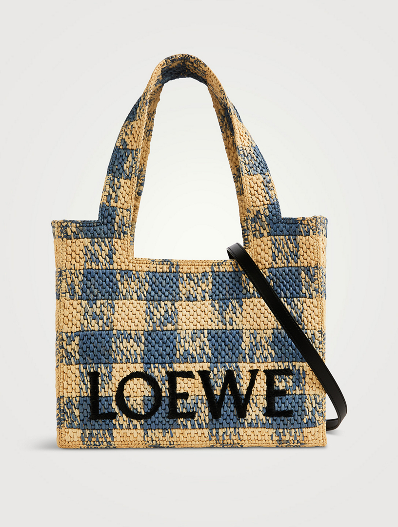 Loewe x Paula's Ibiza Medium Loewe Font Raffia Tote Bag