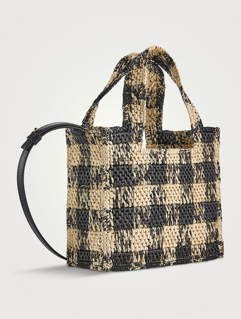 LOEWE Loewe x Paula's Ibiza Mini Loewe Font Raffia Tote Bag