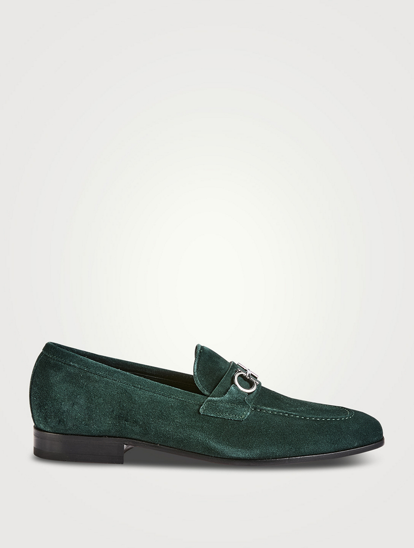 Gancini Buckle Suede Loafers