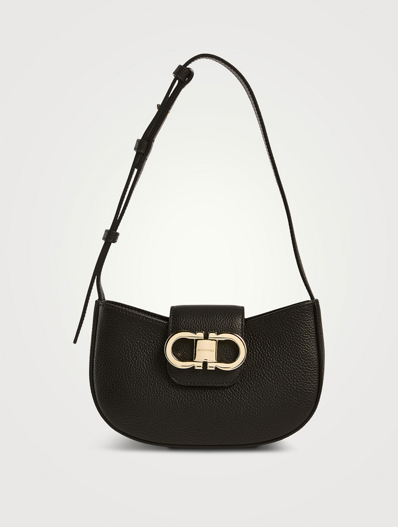 ■FERRAGAMO■ Mini Double Gancini Shoulder Bag Black Flame R Ferragamo Double Gancini Mini Bag Black/Flame Red | Rustan's