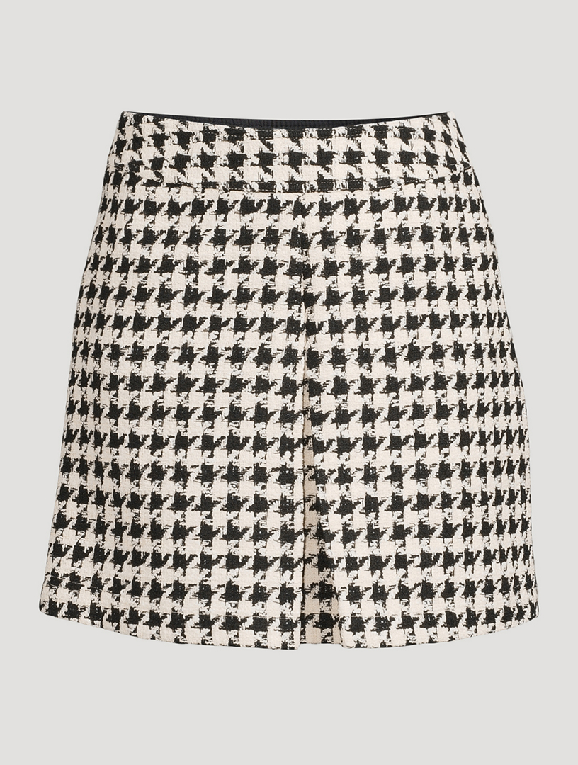 Houndstooth Tweed Mini Skirt