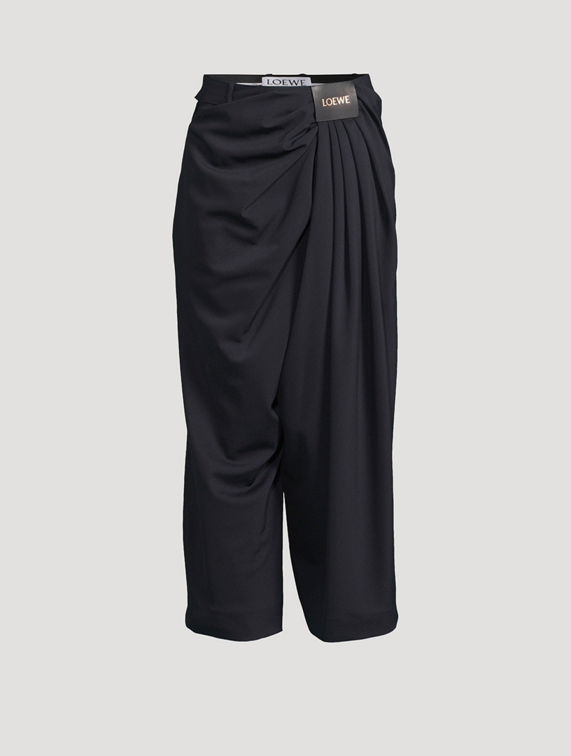LOEWE Cropped Draped Trouser クロップドドレープトラウザーズ ドレープ トラウザーズ（コットン&シルク） ブラウン - LOEWE