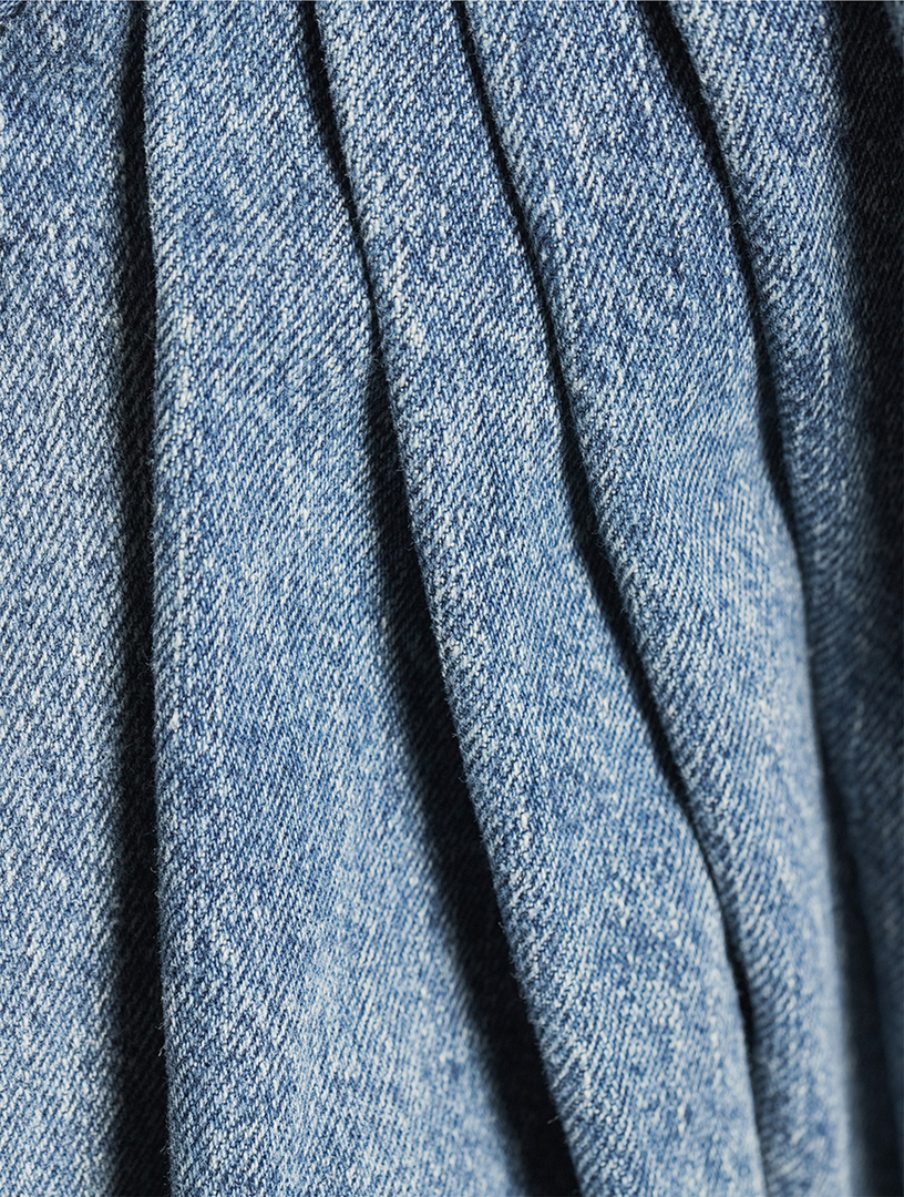 Draped Denim Mini Skirt