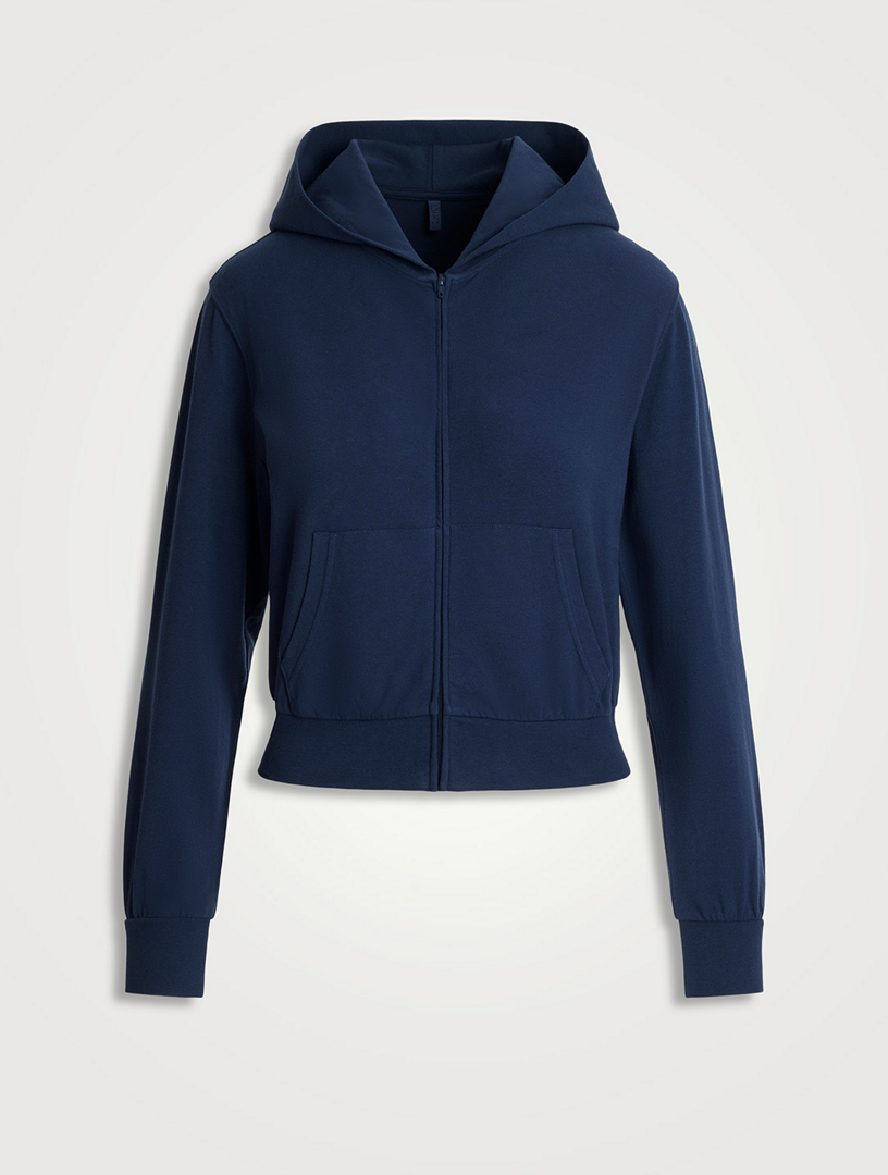 Sweat zippé à capuche Fleece Onyx - Skims | Galeries Lafayette