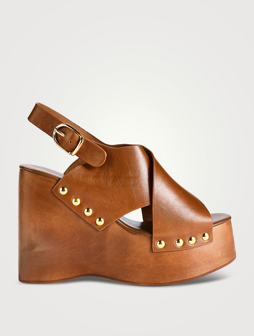 Sabots à semelle compensée Fiddlesy en cuir