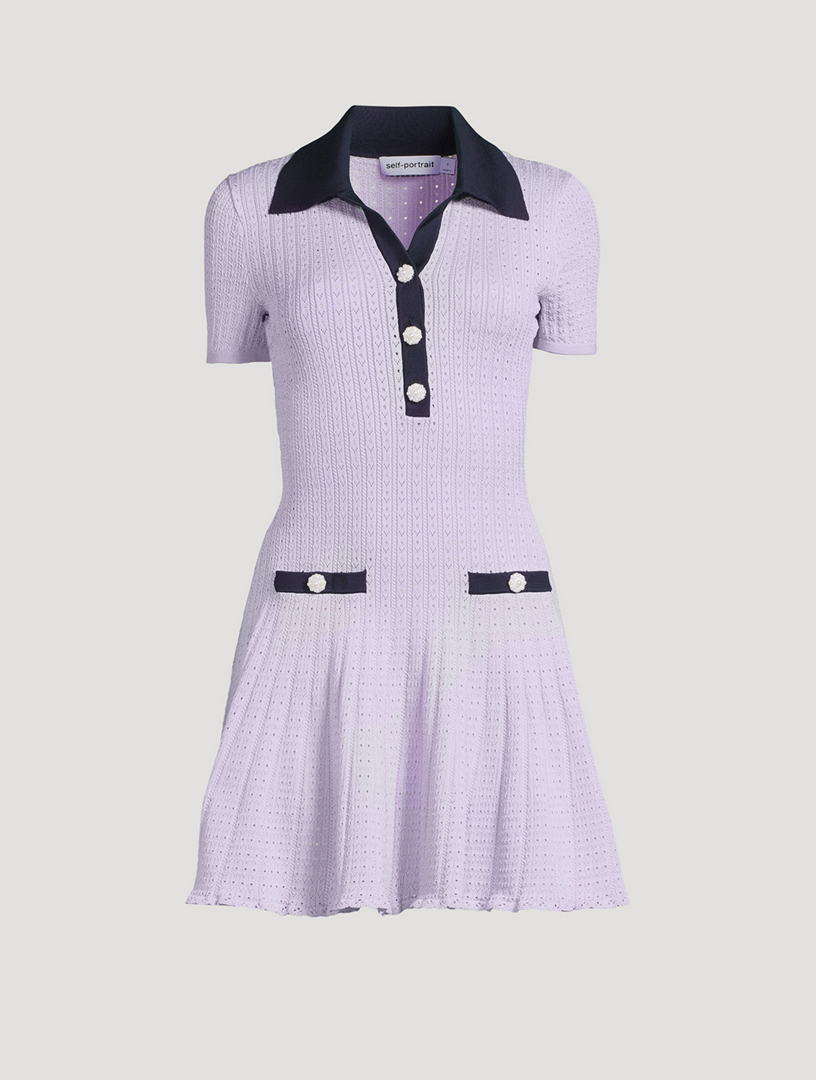 SELF-PORTRAIT Pointelle Knit Mini Dress | Holt Renfrew