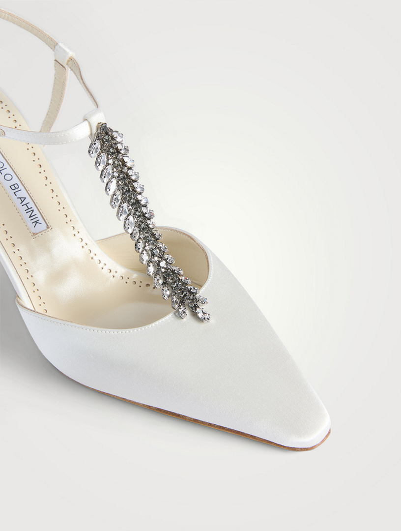MANOLO BLAHNIK Sufik Embellished Satin Pumps | Holt Renfrew