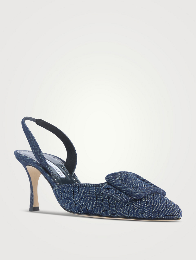 MANOLO BLAHNIK Escarpins à bride arrière Maysli en denim tissé