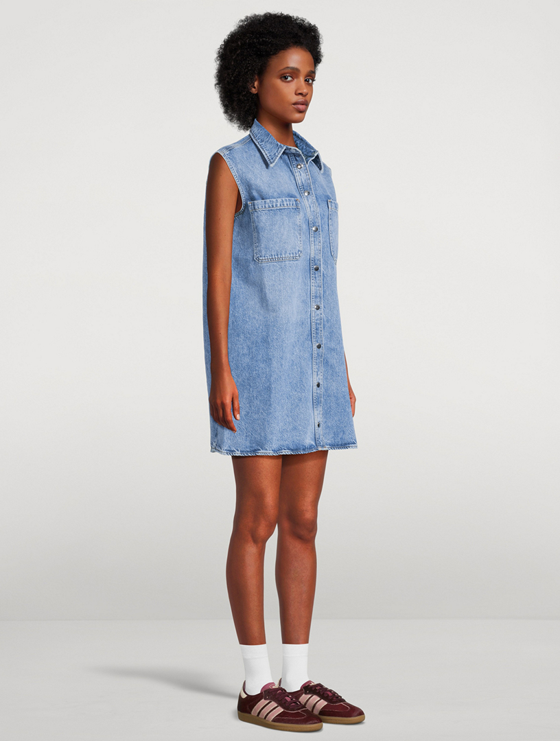 FRAME The Sleeveless Denim Shirt Dress