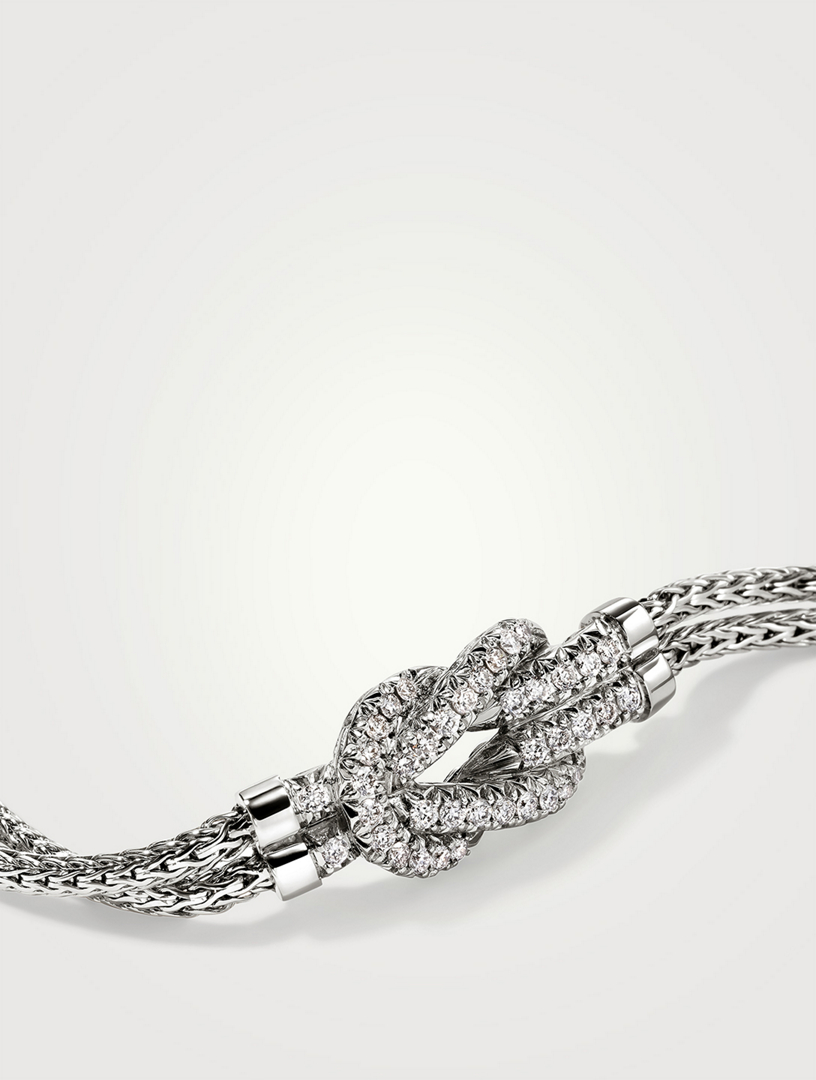 Love Knot Sterling Silver Bracelet With Diamonds