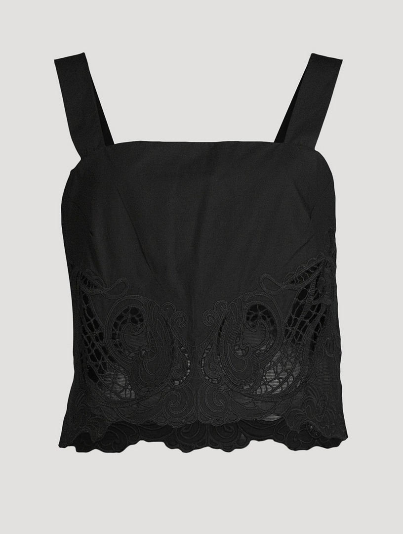 Clem Lace-Trimmed Poplin Tank Top