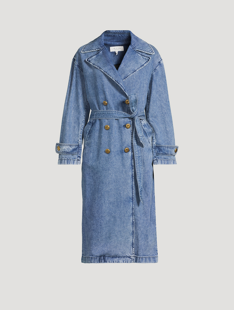 BURBERRY★素敵！Blue EASTHEATH Denim Trench Coat Authentic New BURBERRY Blue Women's EASTHEATH Denim Jean