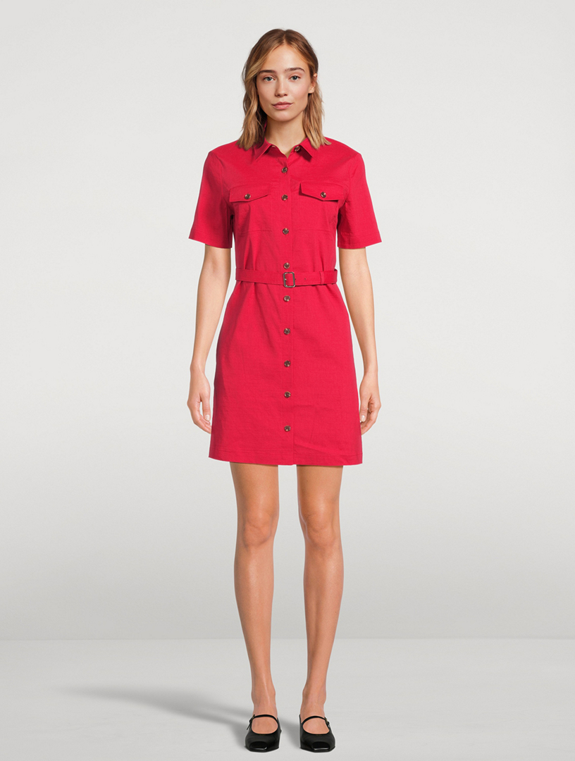 THEORY Good Linen Belted Shirt Dress | Holt Renfrew