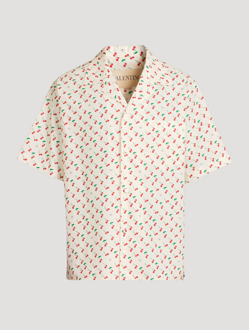 Chemise de bowling en popeline de coton à imprimé Cherryfic