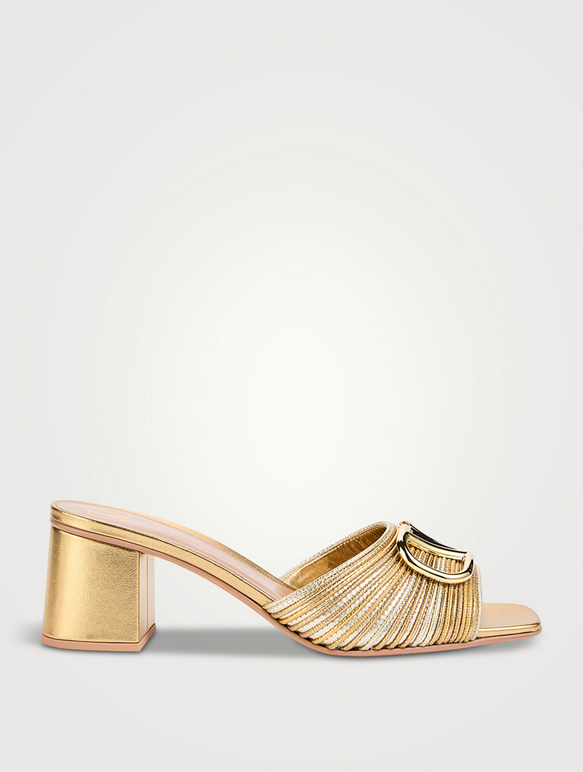 VLogo Metallic Leather Mules