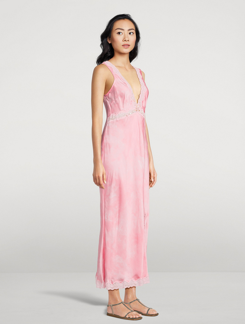 LOVESHACKFANCY Bier Lace-Trim Midi Slip Dress | Holt Renfrew