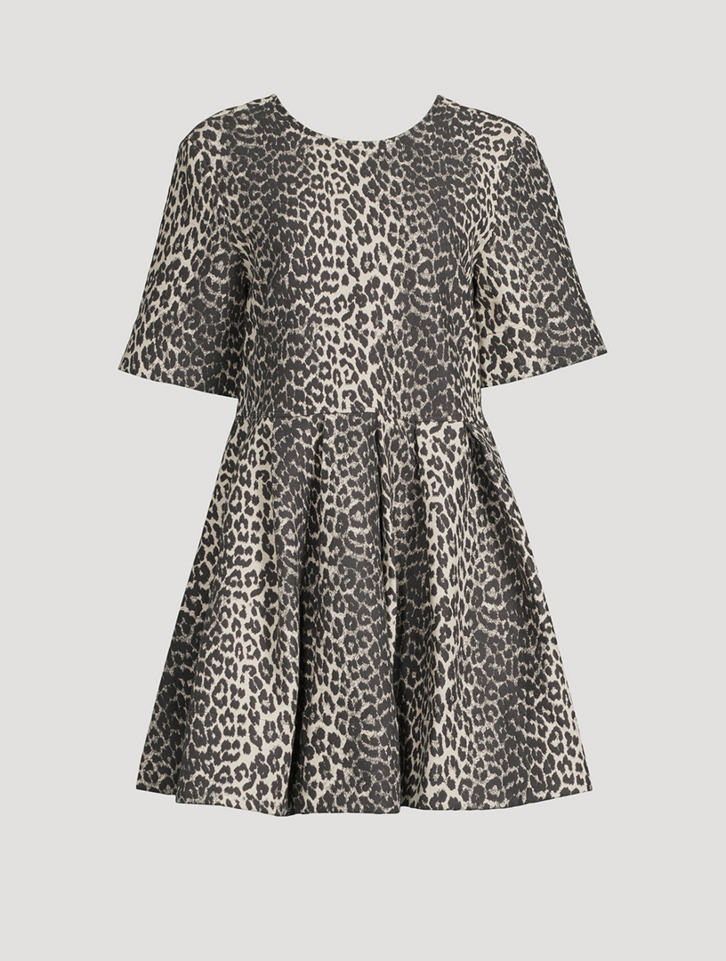 Tweed Mini Dress In Leopard Print