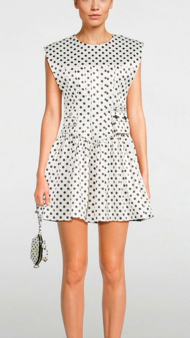 knee length dresses for ladies Polka-Dot Satin Mini Dress