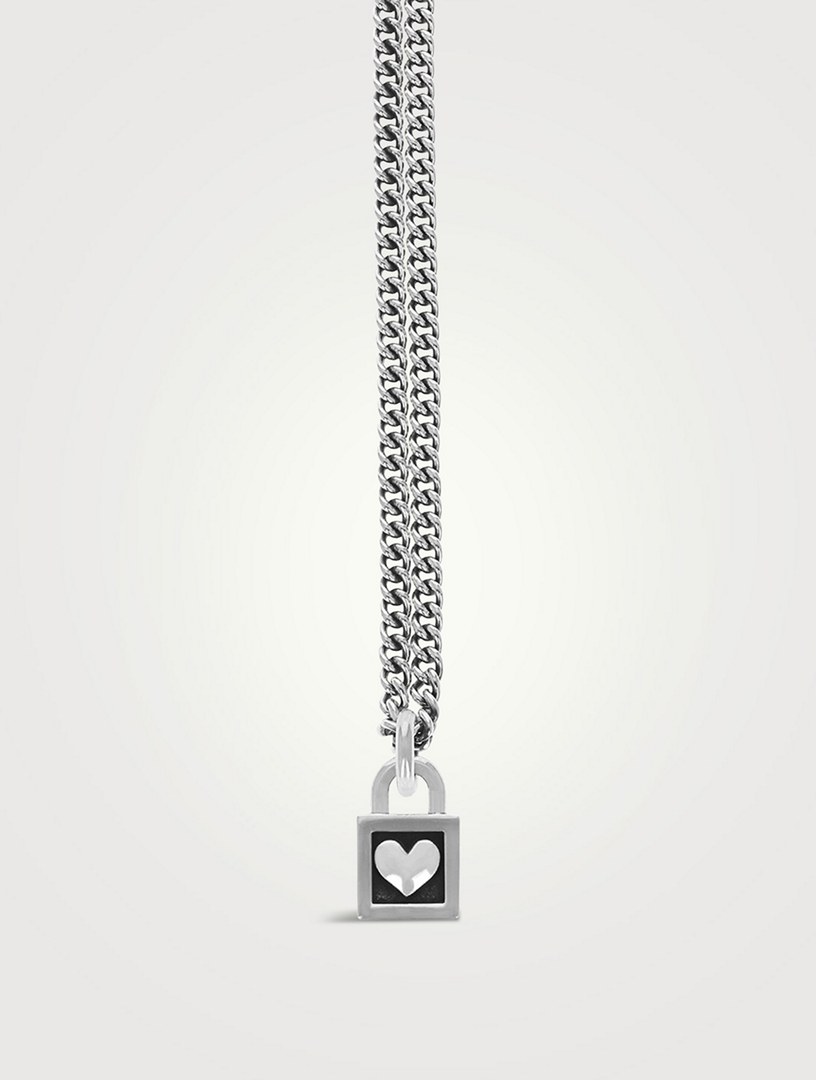 Silver Heart Padlock Pendant Necklace