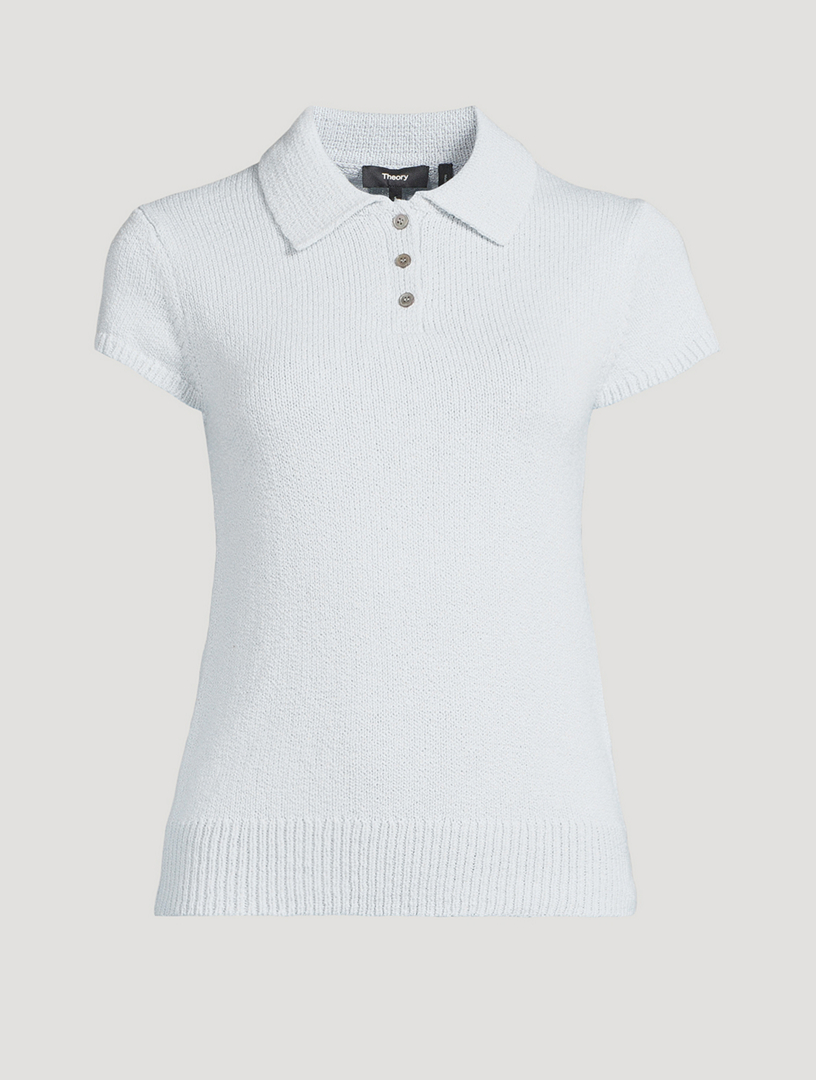 トップス theory Wave Boucle Cap Sleeve Polo Shirt Theory Wave Boucle Cap Sleeve Polo Shirt